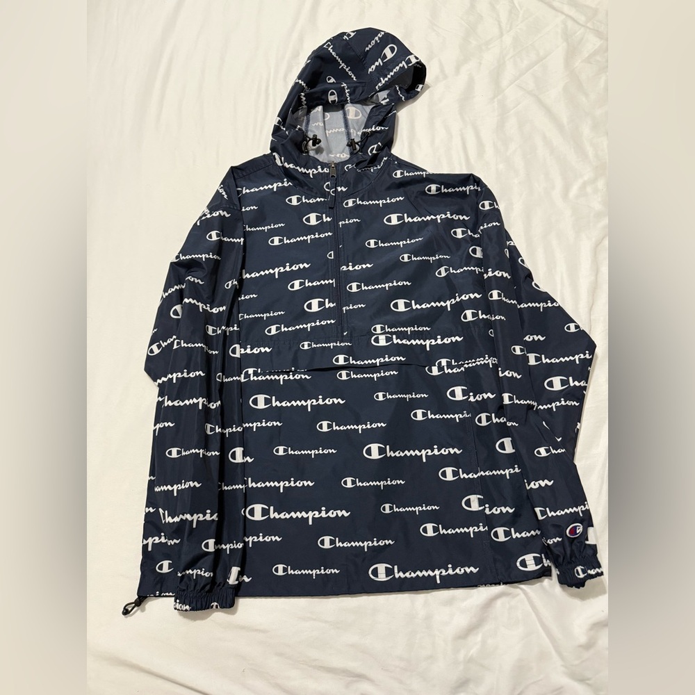 Champion Dark Blue Logo Windbreaker